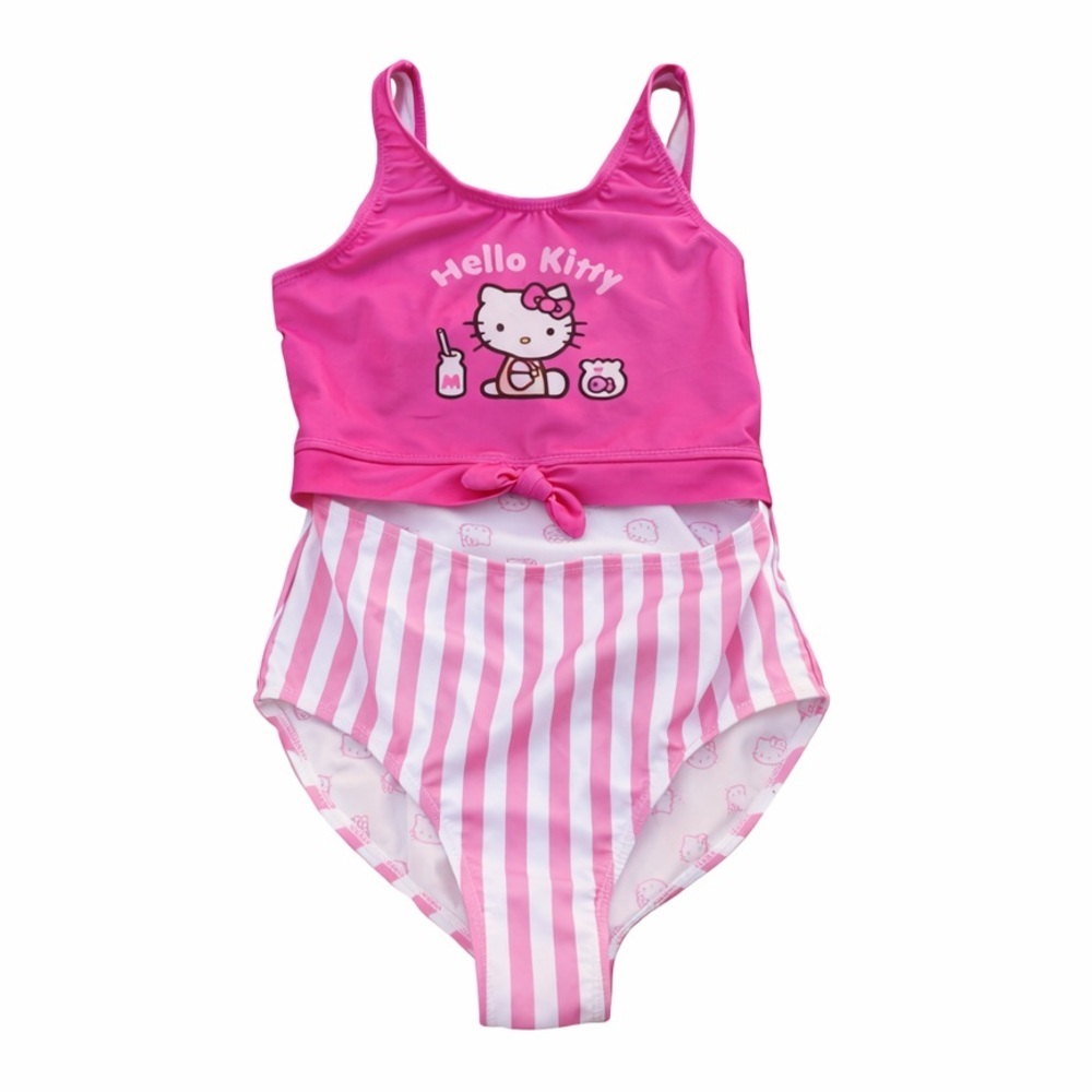 Hello Kitty Pink and white Striped Kids Swimwear